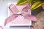 Preview: Explosionsbox Hochzeit ca. 7x7x7cm personalisierbar | Geldgeschenk | Zierschachtel | Motiv: Herzen, floral | fuchsia rosa weiß | Art. Nr. 03020306